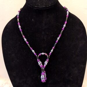 Hematite and  Purple Textured Beaded Magnetic Necklace can be worn as Bracelet